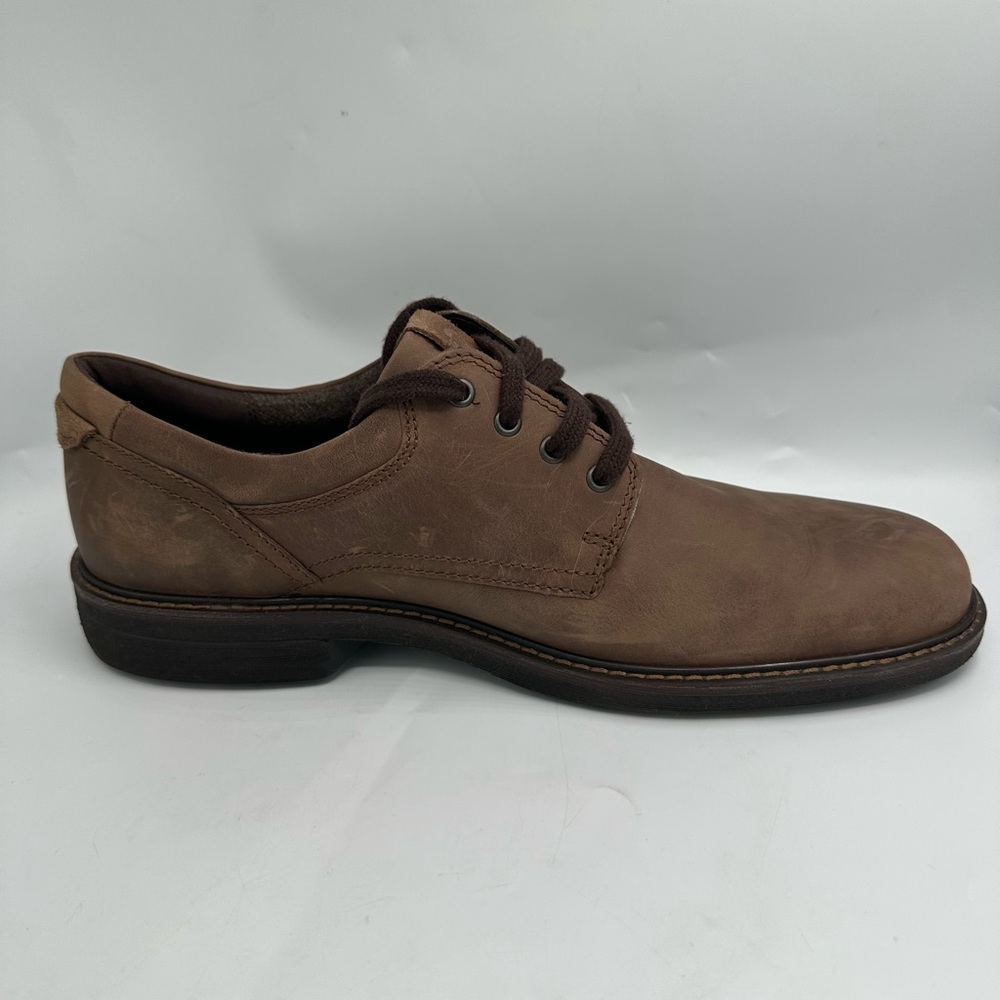 ECCO Shoes Mens Size 12-12.5 / EU 46 Leather Brown Lace-Up Derby Dress Shoe Heel - Picture 3 of 11